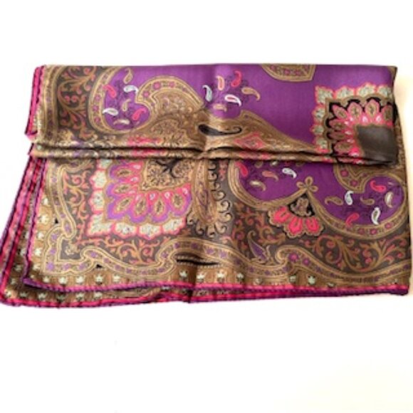Vintage ETRO 100% Silk Scarf Purple background - Picture 3 of 6